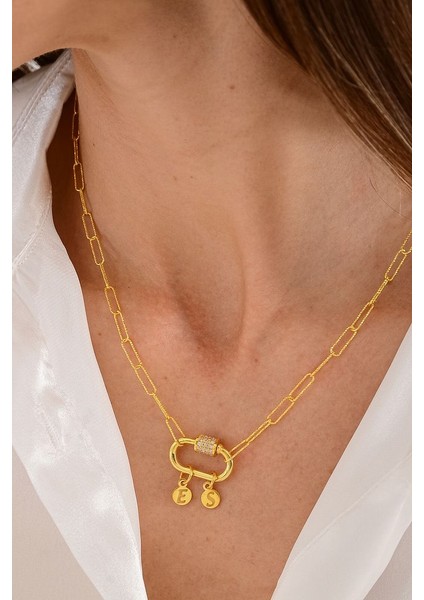 14 K Gold Kaplama 925 Ayar Gümüş Harf Charm Kolye