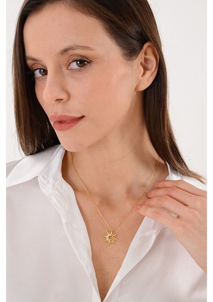 14 K Gold Kaplama 925 Ayar Gümüş Sunshine Kolye modelleri