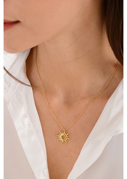 14 K Gold Kaplama 925 Ayar Gümüş Sunshine Kolye fırsatları