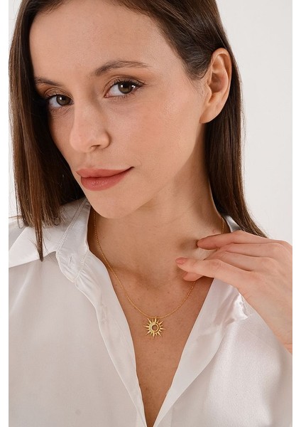 14 K Gold Kaplama 925 Ayar Gümüş Sunshine Kolye indirimleri