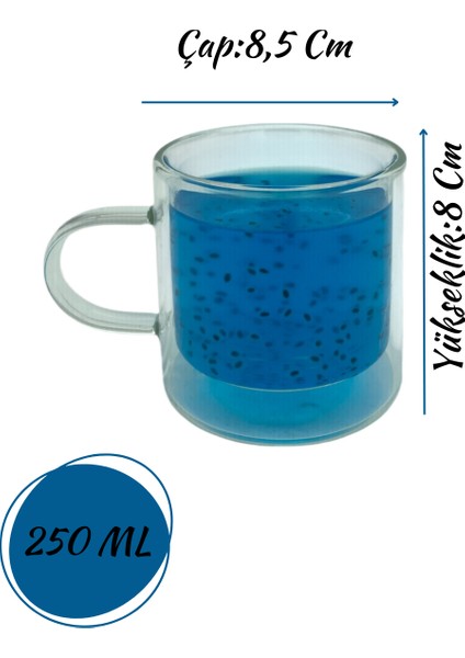 Çift Cidarlı Kahve,latte,çay Bardağı Seti -250 ml Cam Kupa Seti 2 Adet 2128
