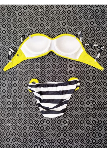 Abelia Swimwear Balenli Kaplı Straplez Bikini Takım