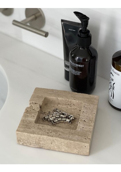 Dekoratif Kare Mermer Tepsi, Banyo Düzenleyici, Sunum Tabağı ,takılık