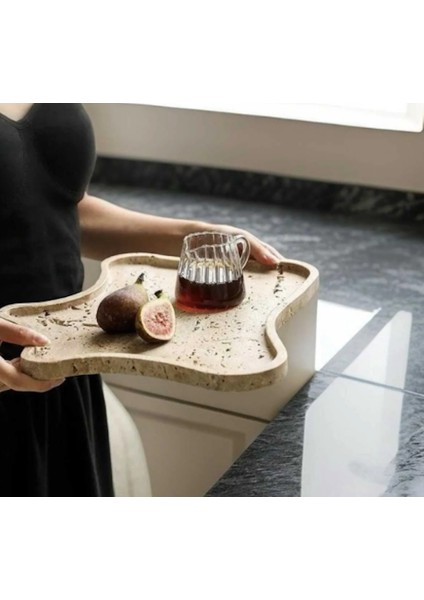 Dekoratif Dalga Flo Mermer Tepsi, Banyo Düzenleyici, Sunum Tabağı
