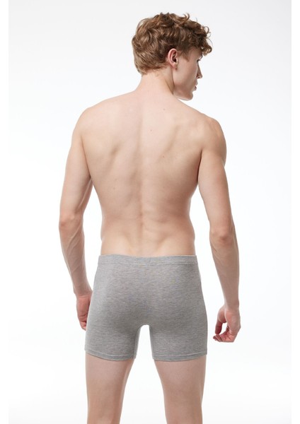 Erkek Gri 2 Li Pamuk Elastan Uzun Boxer 2M073