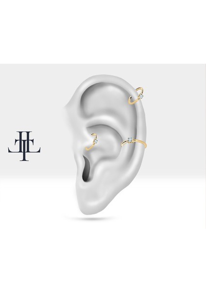 Pırlantalı Halka Piercing Küpe, 12 mm , 1.2 Mm, 14K Sarı-Beyaz-Kırmızı Altın | LE00001D fiyatları