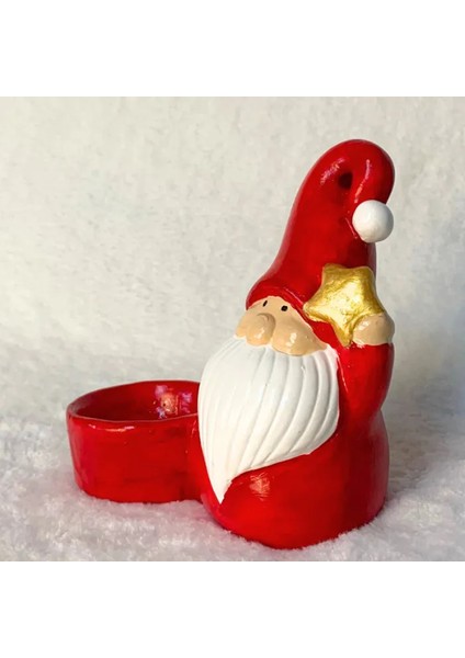 El Yapımı Yeni Yıl Noel Baba Tlight Mumluk - 10 / 15 cm