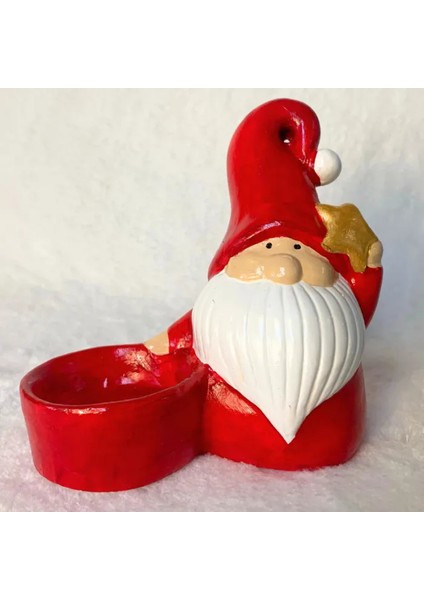 El Yapımı Yeni Yıl Noel Baba Tlight Mumluk - 10 / 15 cm