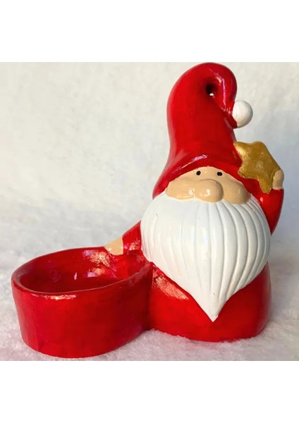 El Yapımı Yeni Yıl Noel Baba Tlight Mumluk - 10 / 15 cm