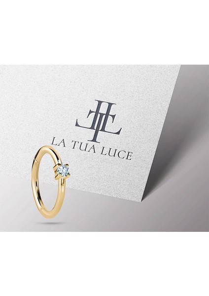 Pırlantalı Halka Piercing Küpe, 12 mm , 1.2 Mm, 14K Sarı-Beyaz-Kırmızı Altın | LE00001D fırsatları