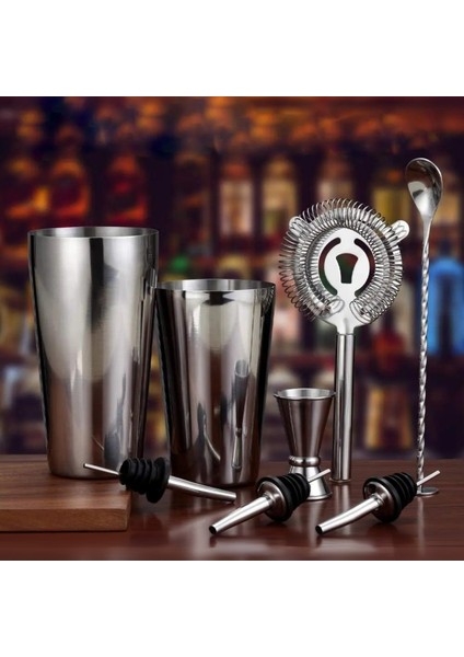 10 Parça Avantajlı Kokteyl Set Boston Shaker 750 ml