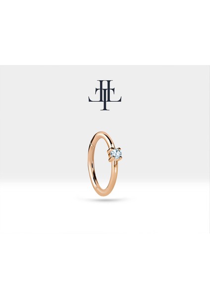 Pırlantalı Halka Piercing Küpe, 12 mm , 1.2 Mm, 14K Sarı-Beyaz-Kırmızı Altın | LE00001D