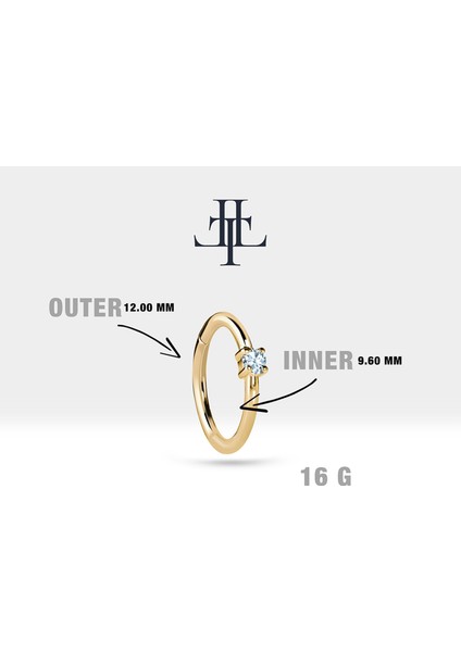 Pırlantalı Halka Piercing Küpe, 12 mm , 1.2 Mm, 14K Sarı-Beyaz-Kırmızı Altın | LE00001D fiyatları