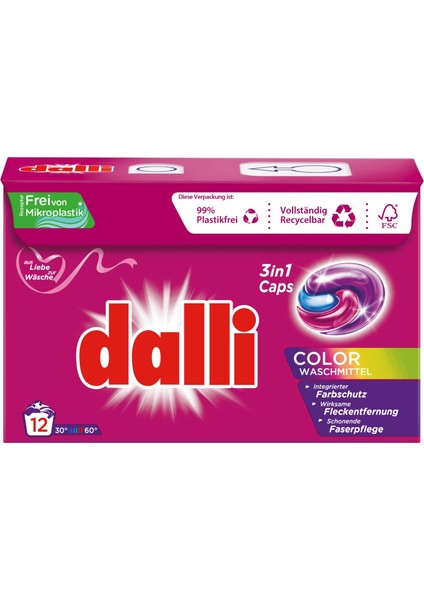 Dalli Renkli Çamaşırlar Için Tablet Çamaşır Deterjanı 3'ü Bir Arada (12 Yıkama)