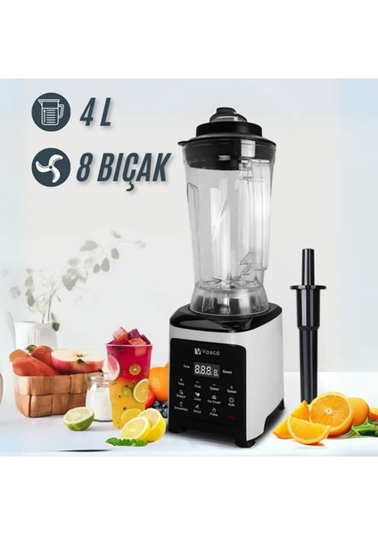 Dijital Bar Blender Pro Xl 4l (8 Bıçak) Gri