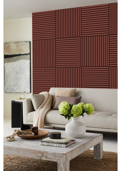 Mdf Ahşap Akustik Duvar Paneli 30 x 60 cm - Kiremit