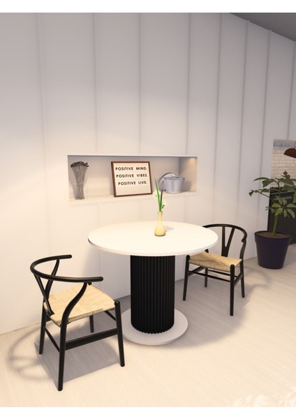 Özel Tasarım Yuvarlak Modern Ahşap Ayaklı 4 Kişilik Sabit Yemek Masası Mutfak Masası fiyatları