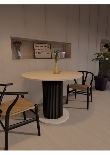 Özel Tasarım Yuvarlak Modern Ahşap Ayaklı 4 Kişilik Sabit Yemek Masası Mutfak Masası fırsatları