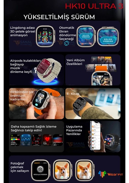 Watch 10 Hk Ultra 3 Akıllı Saat (Yeni Sürüm) fırsatları