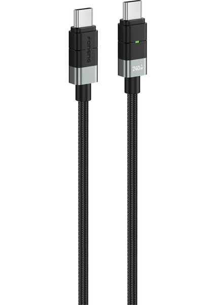 XS03 USB-C to USB-C 1,2 Metre Örgü Kablo 60W Güç Super Hızlı Şarj/Data Kablosu Siyah