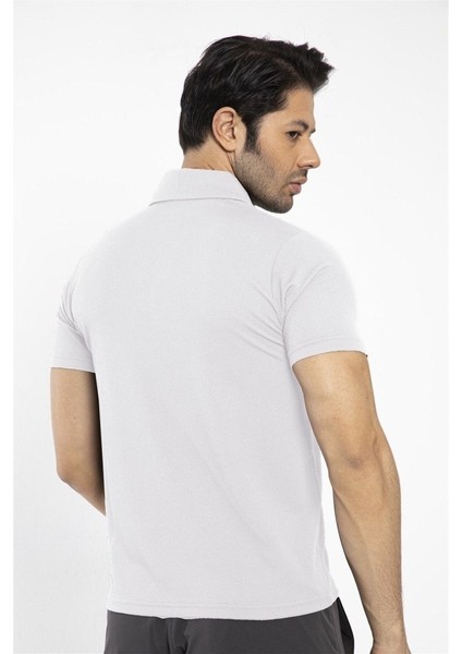 Waffle - Erkek Beyaz Polo Yaka Spor T-Shirt - 7129-08