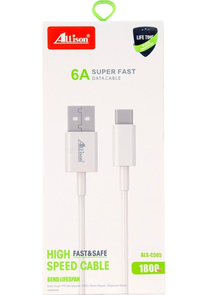 120W Hızlı Şarj ve Data Kablosu Type-A To Type-C – Extra Dayanıklı 1.8 Metre Kablo Gövdesi