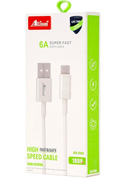 120W Hızlı Şarj ve Data Kablosu Type-A To Type-C – Extra Dayanıklı 1.8 Metre Kablo Gövdesi