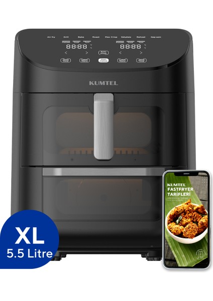 XXL 11 Litre Çift Hazneli Fastfryer (Yağsız Fritöz Airfryer ) HAF-11