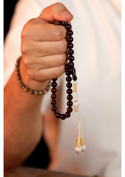 Gümüş Kazaz Püskül Küre Model Sıkma Kehribar Tespih