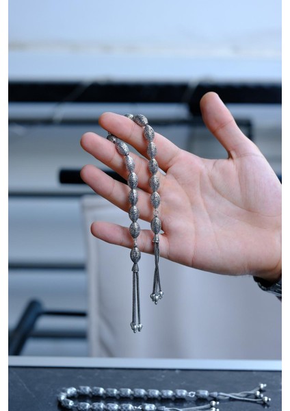 Kalemkar Işcilik 925 Ayar Gümüş Zaza Tesbihi