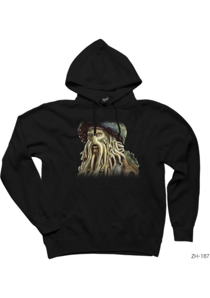 Pirates Of Caribbean Davy Jones Siyah Kapşonlu Sweatshirt Hoodie