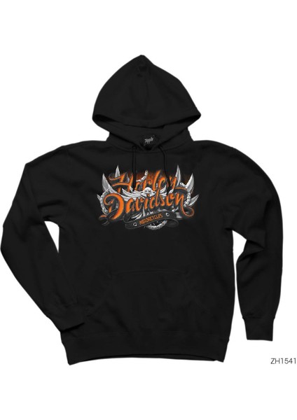 Harley Davidson 3D Siyah Kapşonlu Sweatshirt Hoodie