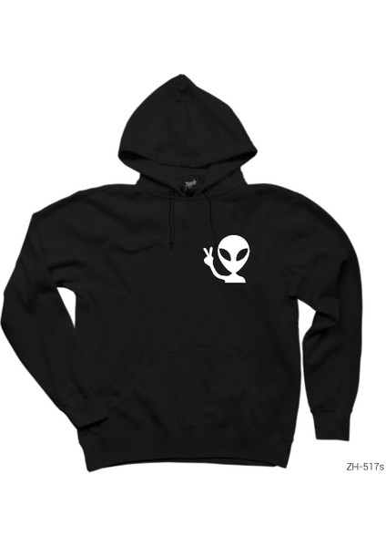 Alien Funny Siyah Kapşonlu Sweatshirt Hoodie