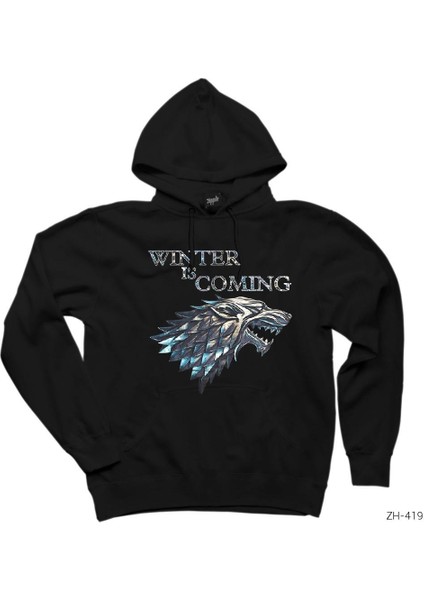 Game Of Thrones Winter Is Coming Epic Siyah Kapşonlu Sweatshirt Hoodie