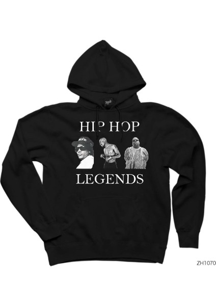 Hip Hop Legends Tupac Shakur Biggie Eazy Siyah Kapşonlu Sweatshirt Hoodie