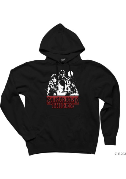 Stranger Things Casts Siyah Kapşonlu Sweatshirt Hoodie
