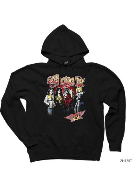 Aerosmith Grup Siyah Kapşonlu Sweatshirt Hoodie