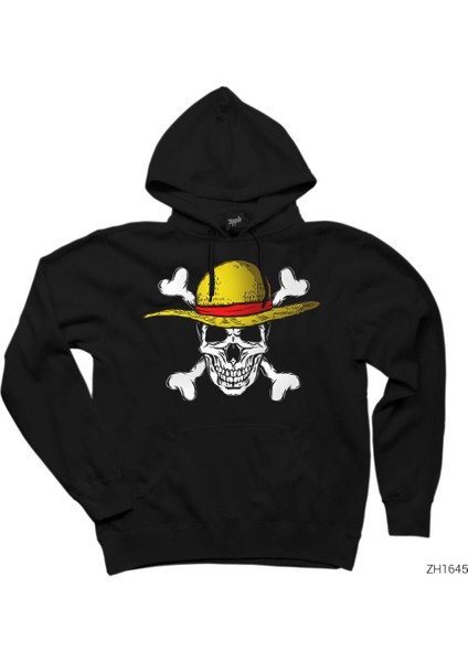 One Piece Pirate Skull Siyah Kapşonlu Sweatshirt Hoodie