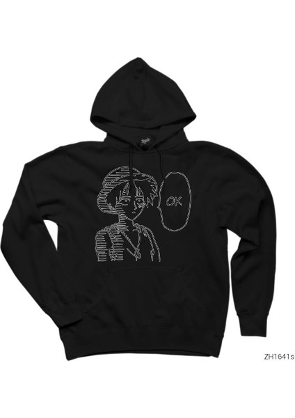 One Piece Luffy Ok Siyah Kapşonlu Sweatshirt Hoodie