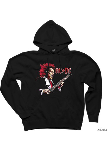Ac Dc Angus Young Siyah Kapşonlu Sweatshirt Hoodie