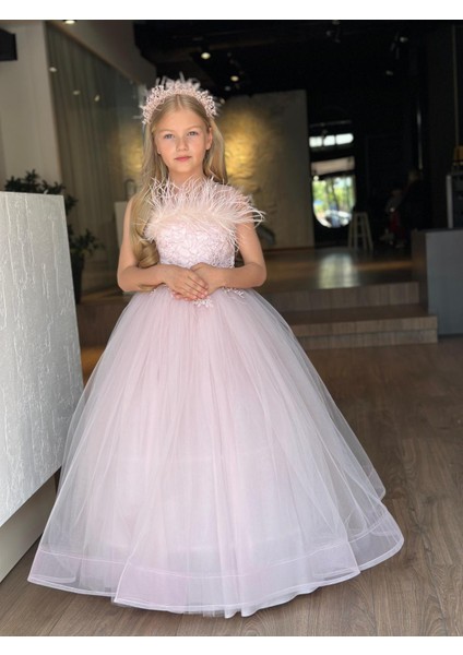 Tüylü Incili Abiye Taçlı 2'li Set Takım fiyatları