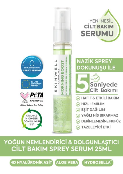 Sabah Yoğun Bakım Hyalüronik Asit İçerikli Yüz Bakım Sprey Serum 25 ml