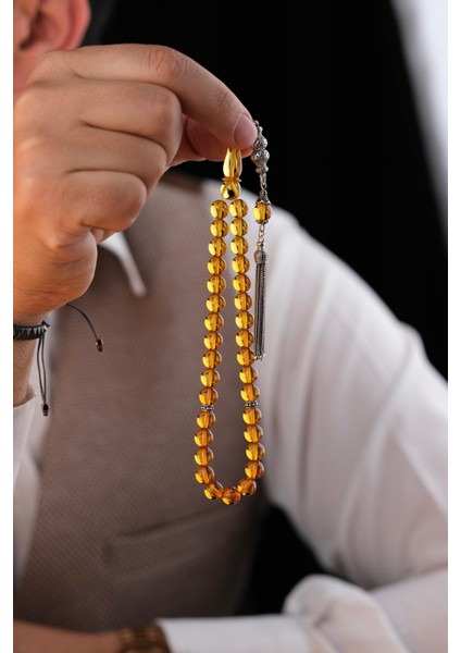 Nadir Renk Şeffaf Damla Kehribarı Gümüş Tasarım (Amber), (مسبحة قطرة كهريبار)