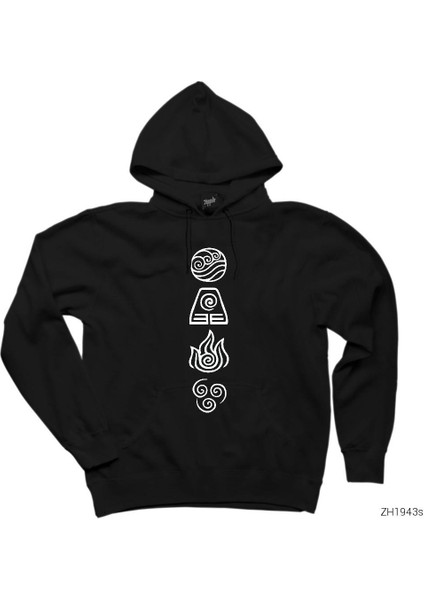 Avatar Four Elements Siyah Kapşonlu Sweatshirt Hoodie