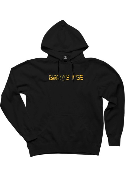 Bruce Lee Text Siyah Kapşonlu Sweatshirt Hoodie