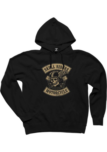 Moto Skull Riders Motorcycle Siyah Kapşonlu Sweatshirt Hoodie