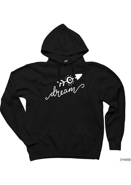 Dream Siyah Kapşonlu Sweatshirt Hoodie