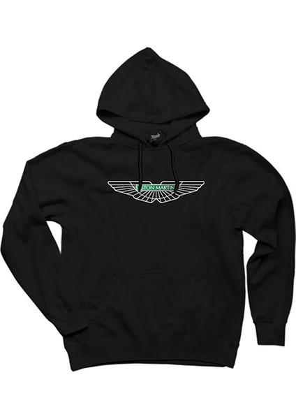 Aston Martin Logo 2 Siyah Kapşonlu Sweatshirt Hoodie