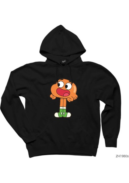 Gumball Darwin Siyah Kapşonlu Sweatshirt Hoodie