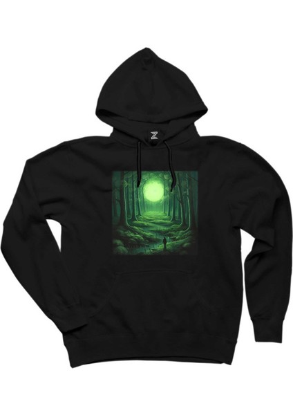 Green Forest Siyah Kapşonlu Sweatshirt Hoodie